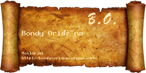 Bondy Oriána névjegykártya